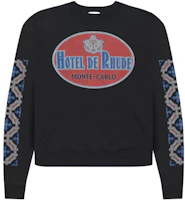 Rhude SS22 Logo Geometric Print Crewneck Pullover Sweatshirt Black Mens Rhude418064 Rhude SS22 Logo Geometric Print Crewneck Pullover Sweatshirt Black Mens Rhude418064