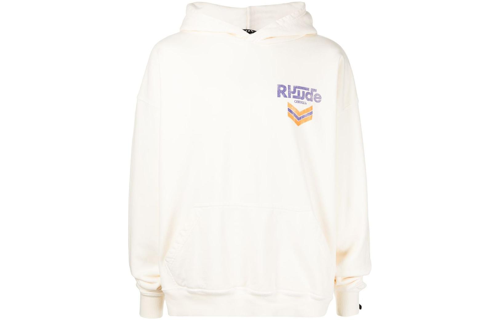 Rhude SS22 Logo Print Hoodie White RHPF22H009012611