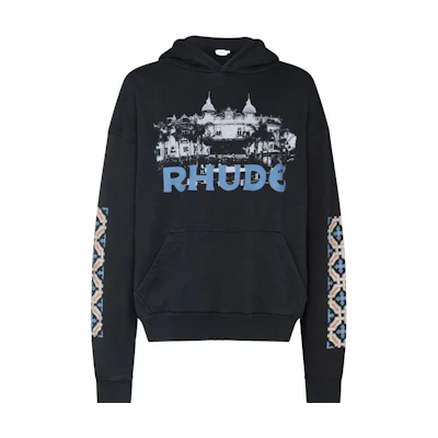 Rhude SS22 Oversized Graphic Hoodie Black Pullover RHSS22HO02012610