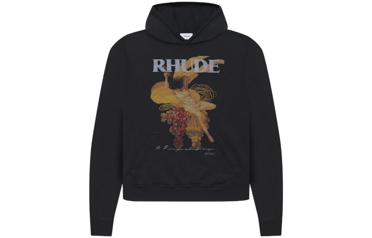 Rhude SS22 Perfect Day Hoodie Black Unisex Pullover Sweatshirt Rhude4223563