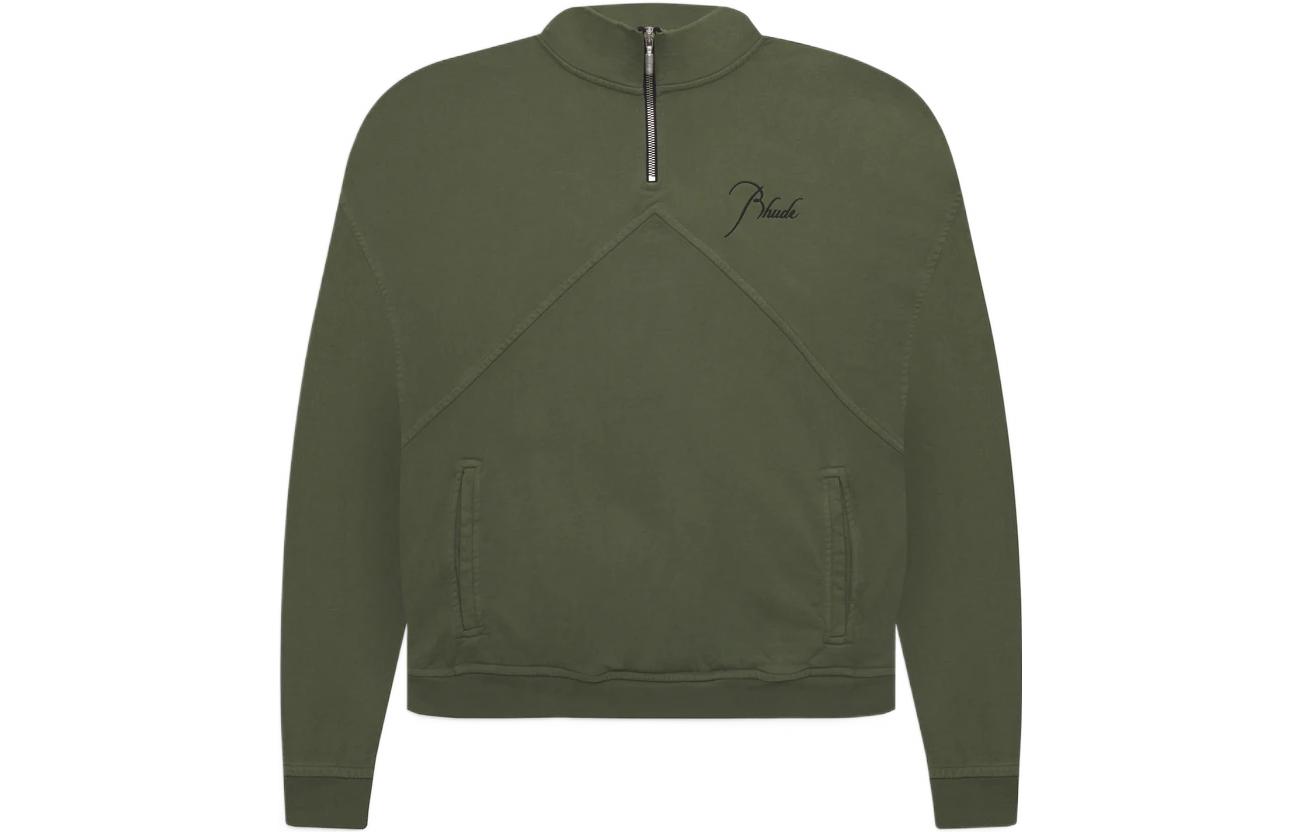 Rhude SS22 Quarter Zip Solid Half-Zip High Collar Jacket Green Men’s Rhude26645