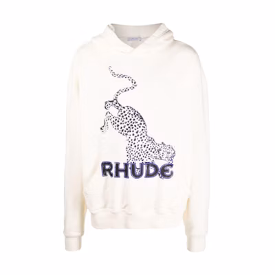 Rhude SS22 White Animal Print Letter Graphic Long Sleeve Sweatshirt Men RHSS22HO04012611