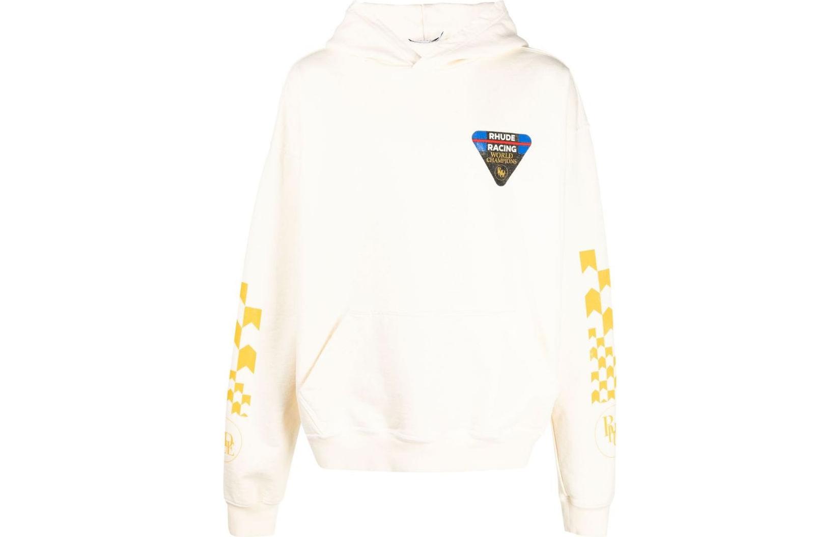 Order RHUDE SS23 Hoodie Putih dengan Cetakan Logo. RHPS23HO02826241