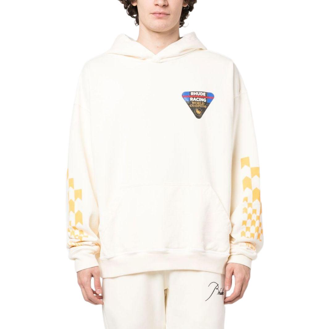 Lookbook RHUDE SS23 Hoodie Putih dengan Cetakan Logo. RHPS23HO02826241