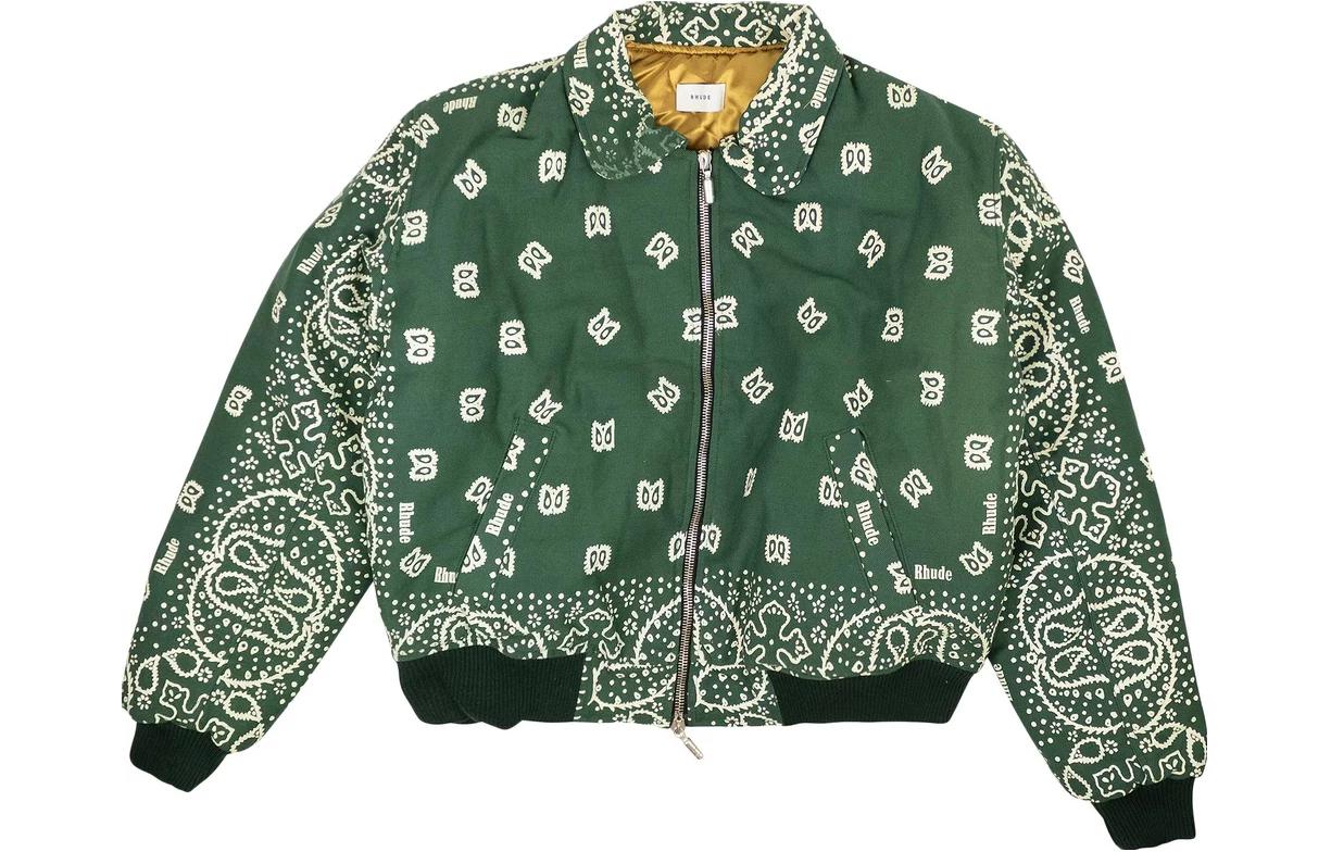 Rhude SS23 All-Over Print Bomber Zip Jacket Green PS22JA06165569