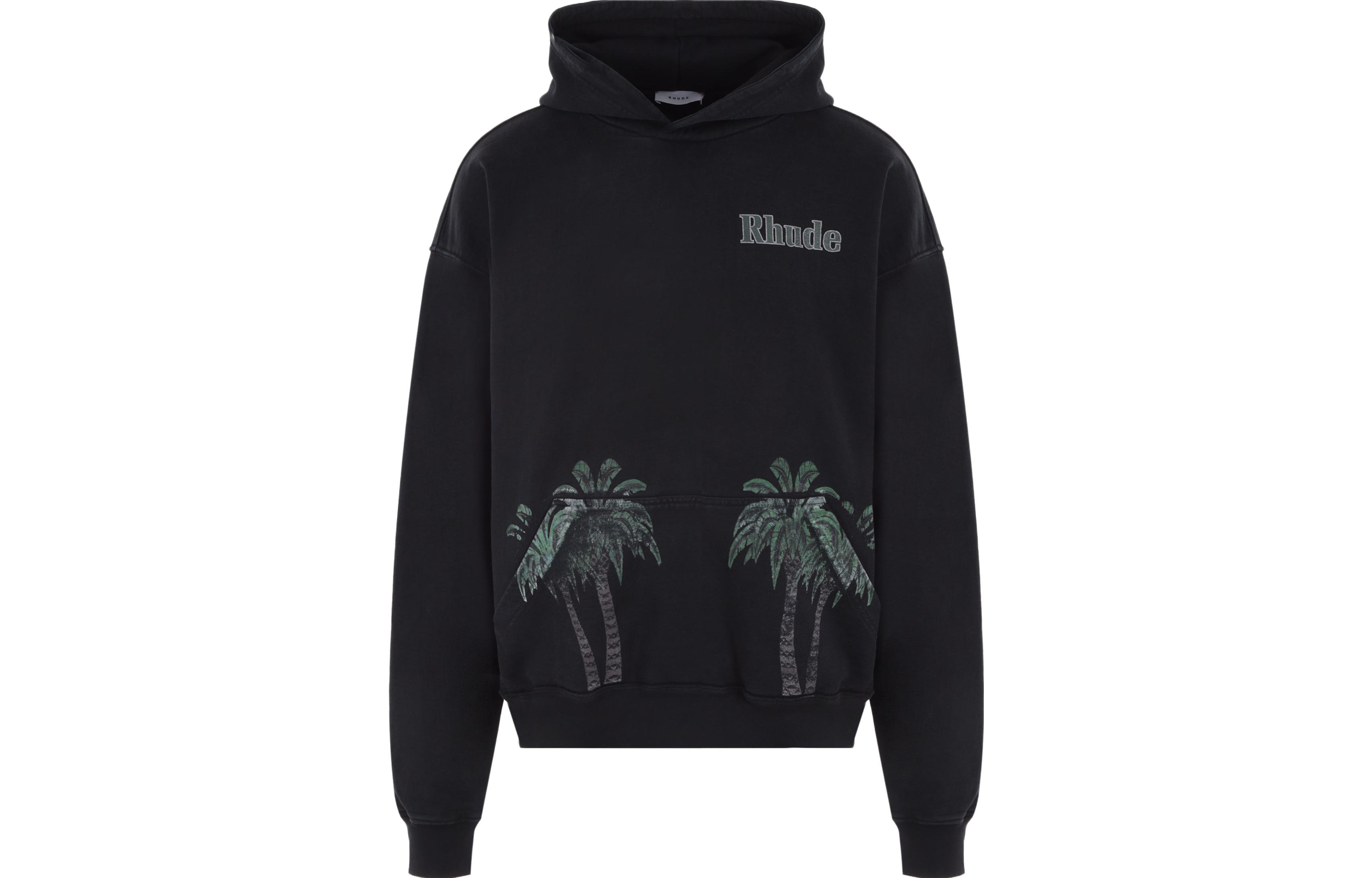 Rhude SS23 Black Pullover Hoodie with Logo Print RHSS23HO228386100610
