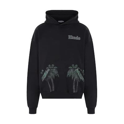 Rhude SS23 Black Pullover Hoodie with Logo Print RHSS23HO228386100610