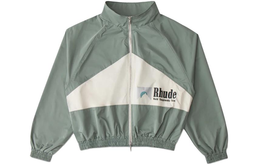 Rhude SS23 Color-Block Standing Collar Bomber Jacket Men’s Pale Lake Blue RHP523JA04176184