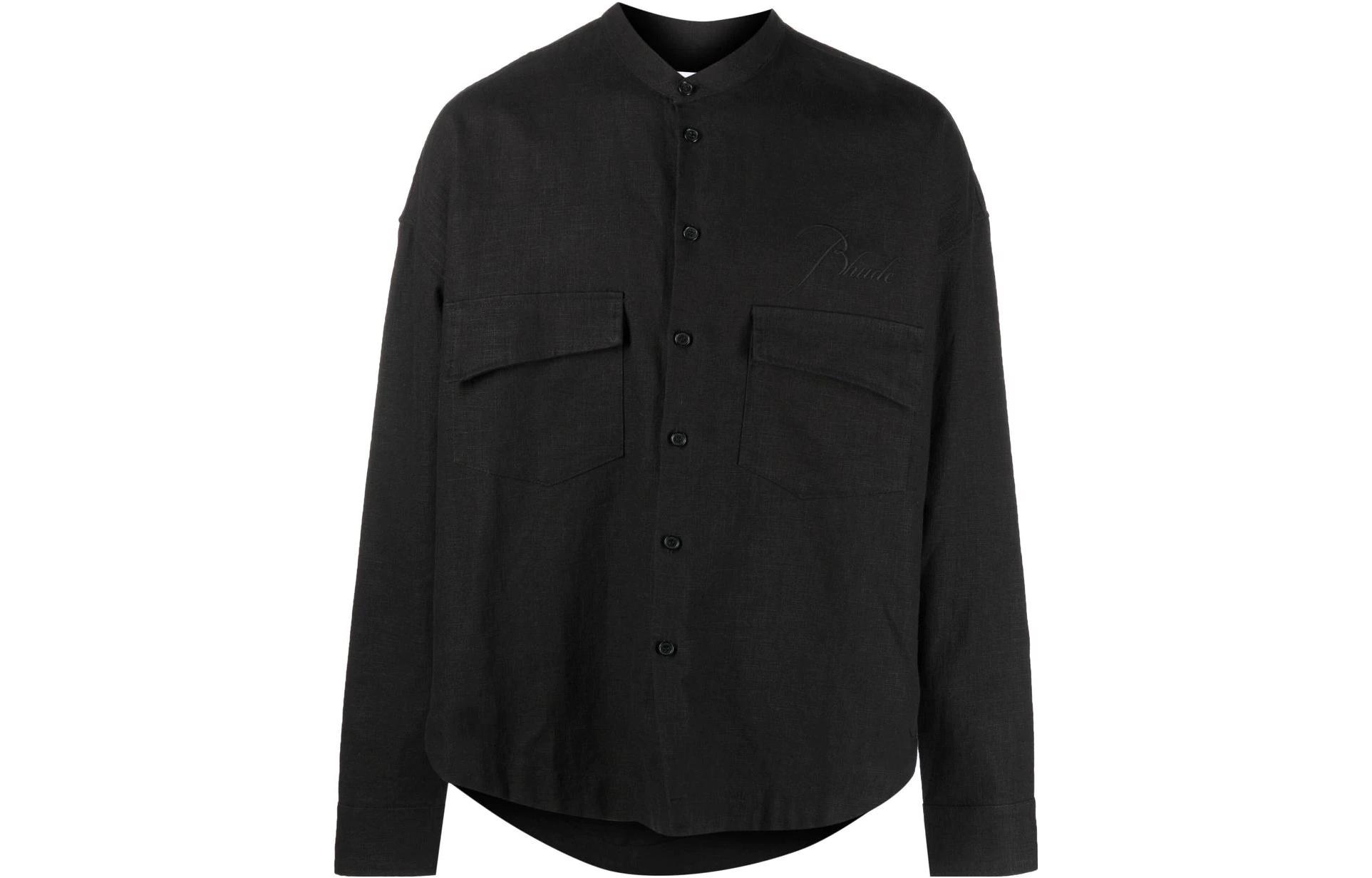 RHUDE SS23 Embossed Logo Long Sleeve Button-Up Shirt  Black RHPS23SR061953720372