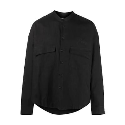 RHUDE SS23 Embossed Logo Long Sleeve Button-Up Shirt Black RHPS23SR061953720372