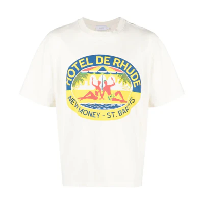 RHUDE SS23 Graphic Print Crewneck Short Sleeve T-Shirt Men’s White. RHSS23TT30837611C0611