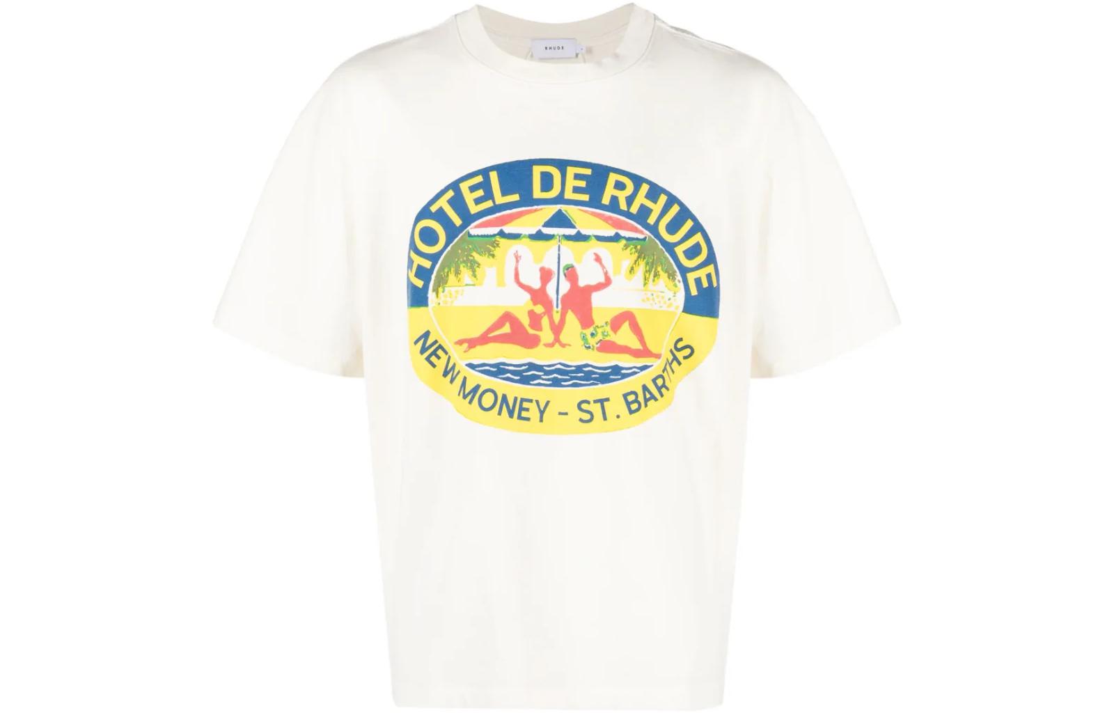 Order RHUDE SS23 男士白色印花短袖圆领T恤。 RHSS23TT30837611C0611