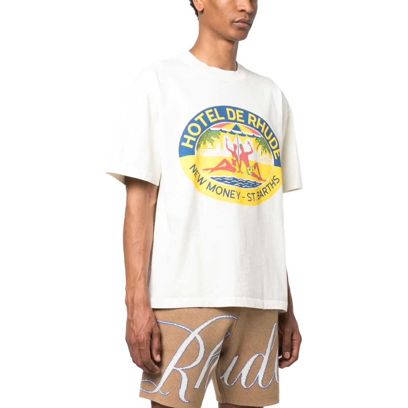 Purchase RHUDE SS23 男士白色印花短袖圆领T恤。 RHSS23TT30837611C0611