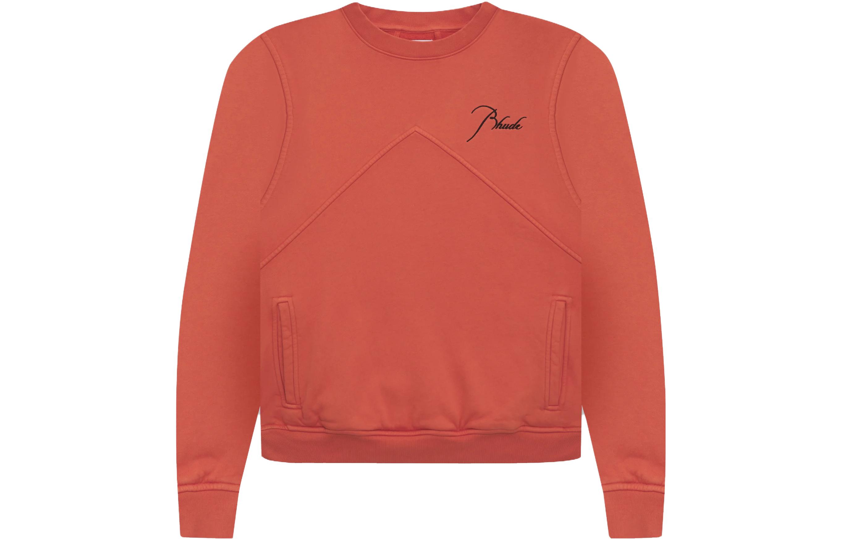 Rhude SS23 Orange Crewneck Long Sleeve Sweatshirt with Embroidery RHSS231018826120