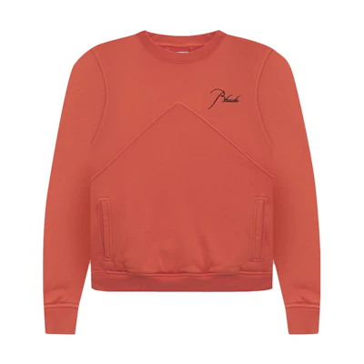 Rhude SS23 Orange Crewneck Long Sleeve Sweatshirt with Embroidery RHSS231018826120