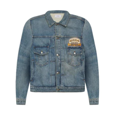 Rhude SS23 Solid Color Collared Jacket Blue RHPS23PA06012032