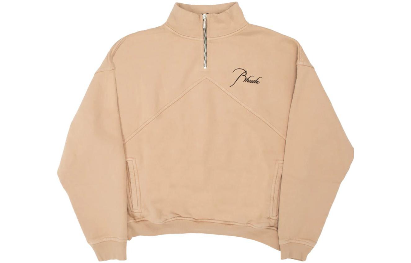 RHUDE SS23 Solid Color Embroidered Logo High-Neck Sweatshirt Men’s Yellow RHPS23SW06826033