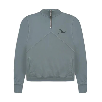 Rhude SS23 Solid Color Zip High Neck Sweatshirt Blue Gray RHSS23SW04826120