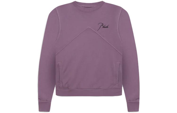 Rhude SS23 Solid Logo Print Crewneck Pullover Long Sleeve Sweatshirt Purple RHSS23TO18826120