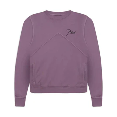 Rhude SS23 Solid Logo Print Crewneck Pullover Long Sleeve Sweatshirt Purple RHSS23TO18826120