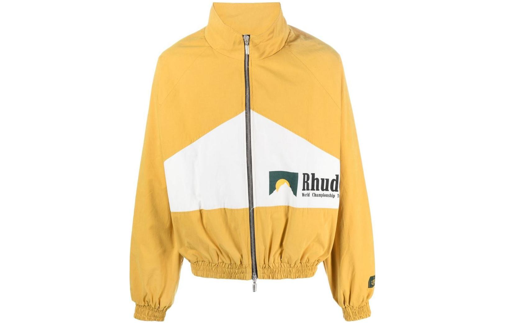 Rhude SS23 Yellow Printed Logo Bomber Jacket Fashion RHFW22JA500410441044