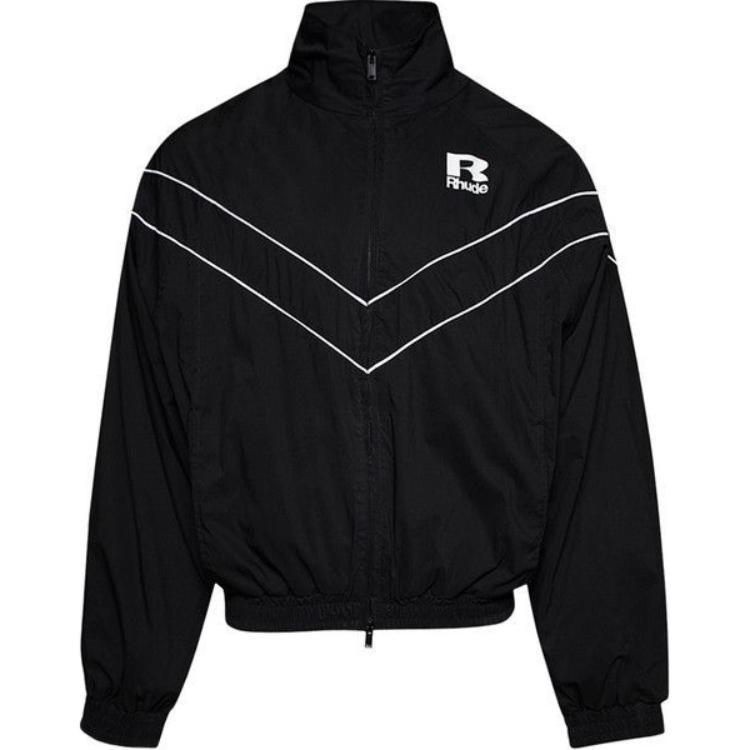 Rhude SS25 Black Colorblock Relaxed Fit Zip-Up Jacket Unisex Long Sleeve PS25JA010050015