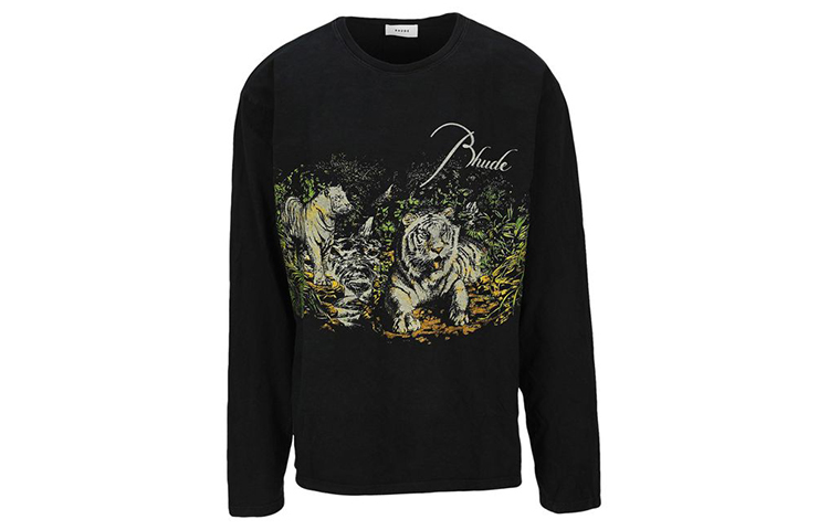 Rhude Tiger Print Crewneck Sweatshirt Black RHU08PF20015