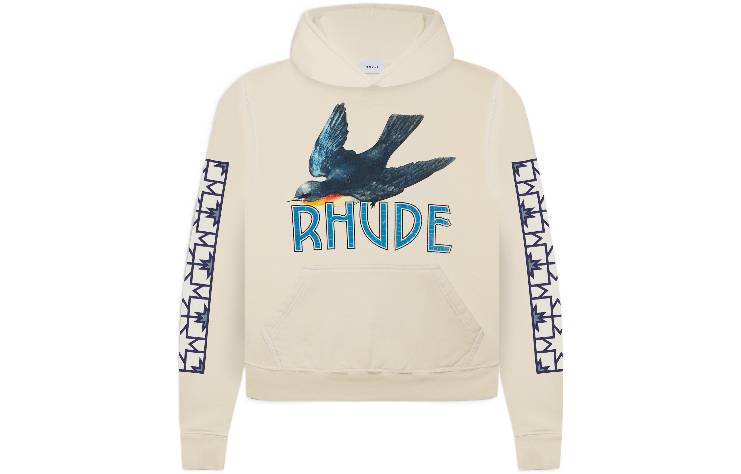 Rhude Tile Hoodie Letter Animal Graphic Print Unisex Beige Rhude513029
