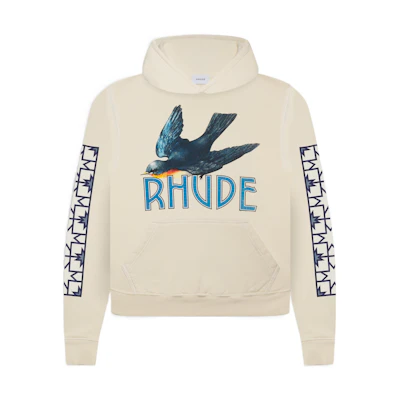 Rhude Tile Hoodie Letter Animal Graphic Print Unisex Beige Rhude513029