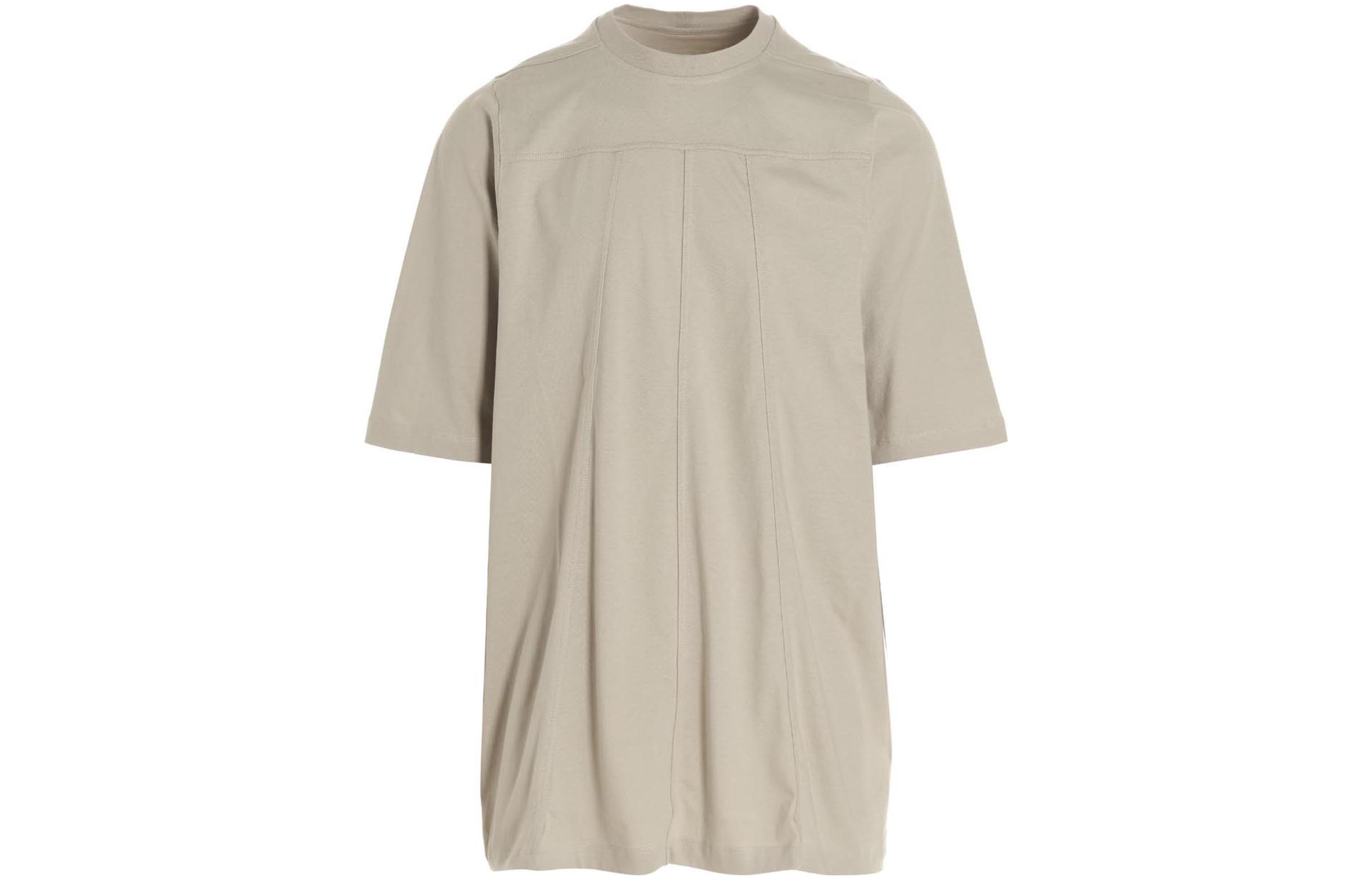 Order リック・オウエンス ベージュ 無地 コットン クルーネック 半袖 Tシャツ RU02B2244JA-08