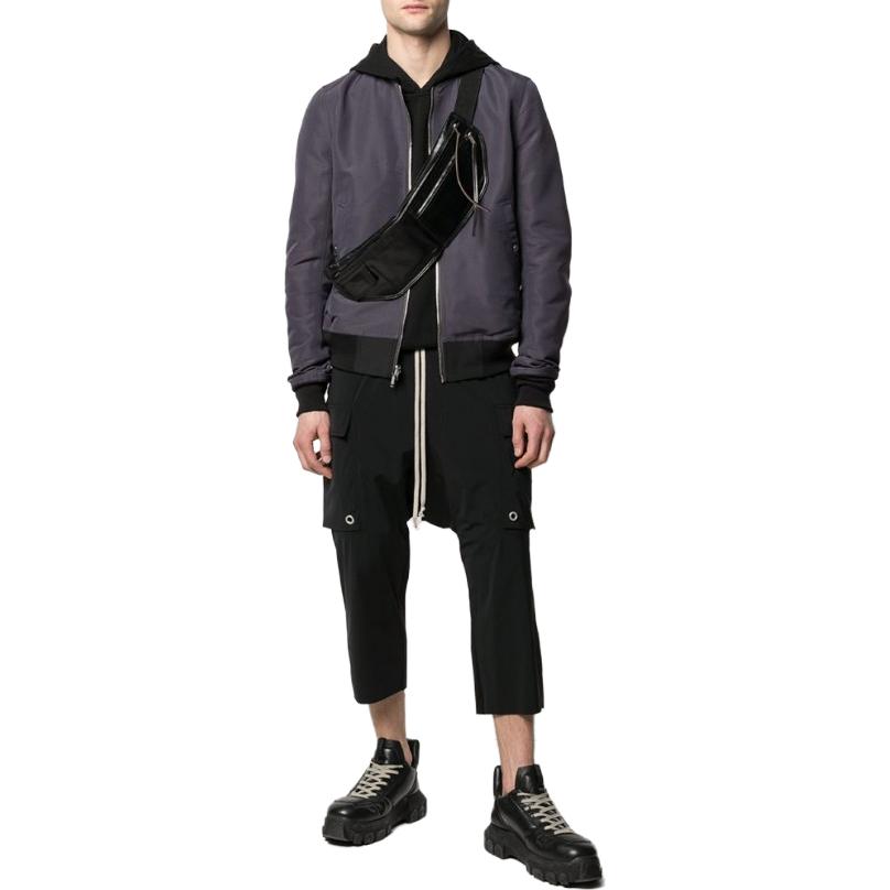 Lookbook Rick Owens 黑色抽繩腰斜口袋九分褲 RU21S6385NBS-09