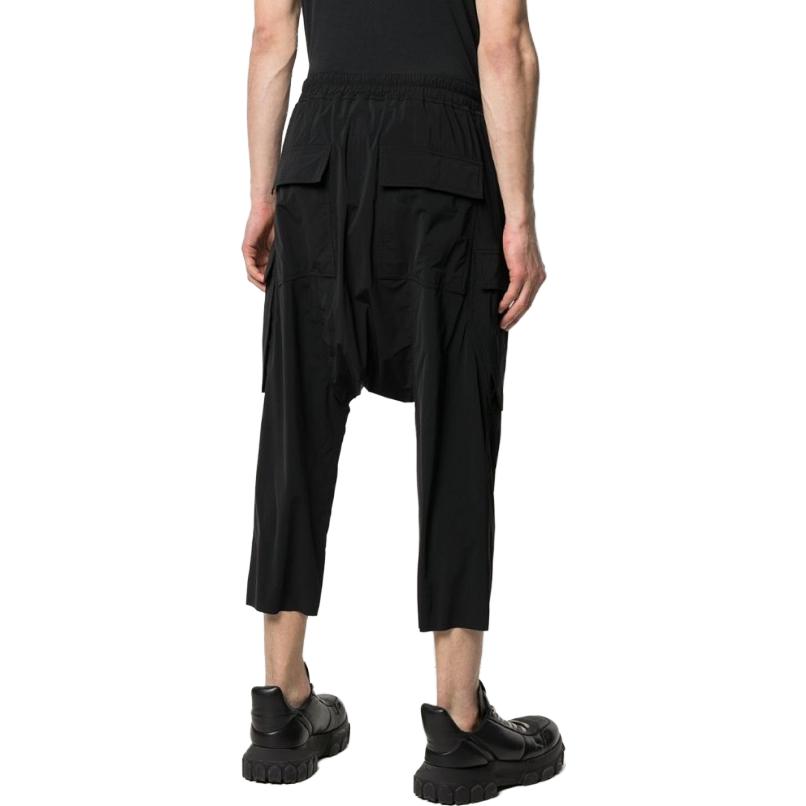 Shop Rick Owens 黑色抽繩腰斜口袋九分褲 RU21S6385NBS-09