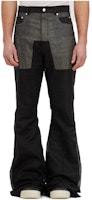 Rick Owens Black Colorblock Flared Mid-Rise Zippered Casual Pants. RU01D3335OR-09 Rick Owens Black Colorblock Flared Mid-Rise Zippered Casual Pants. RU01D3335OR-09