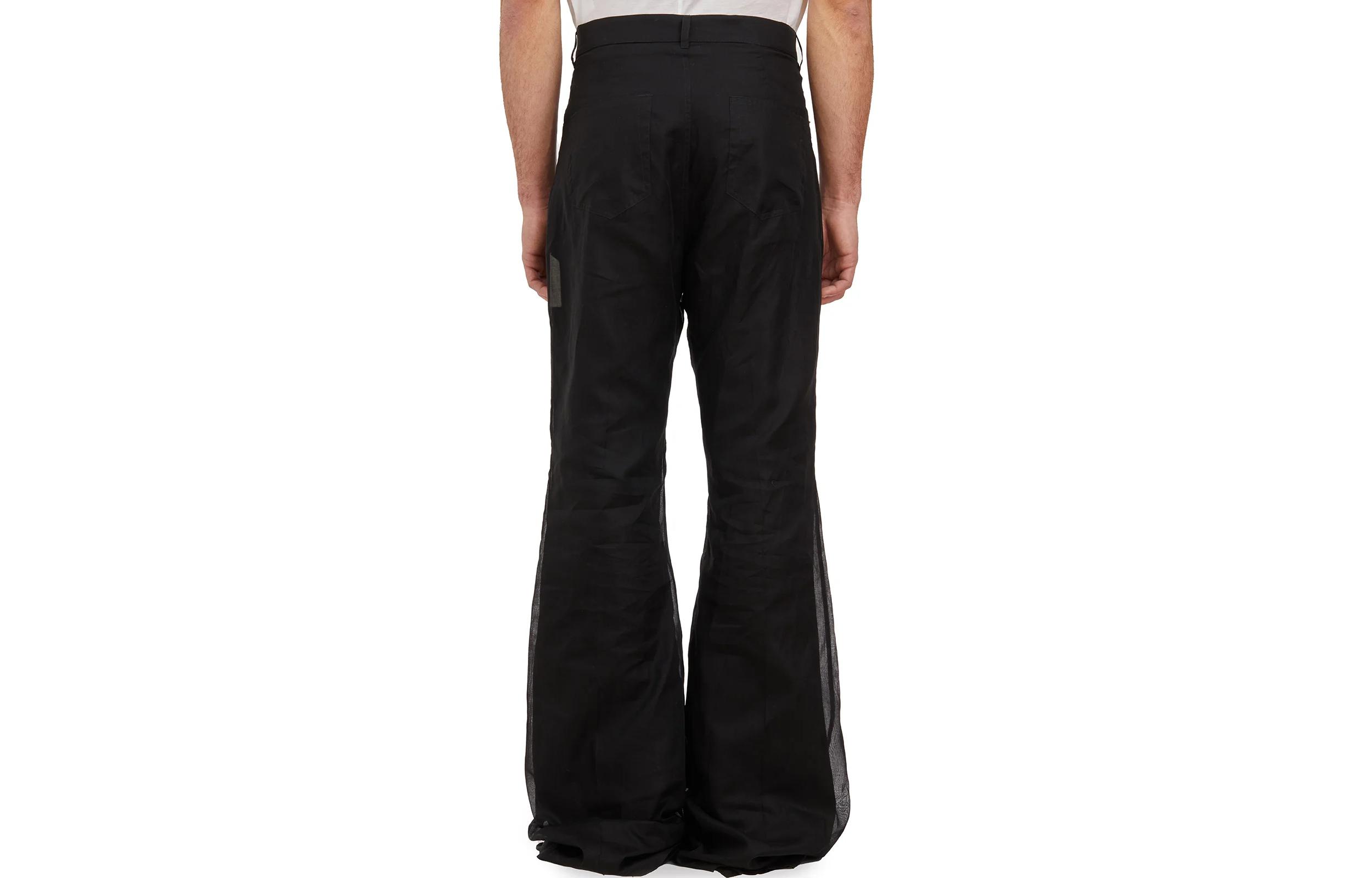 Lookbook Rick Owens Seluar Kasual Hitam Colorblock Flared Mid-Rise Zippered. RU01D3335OR-09