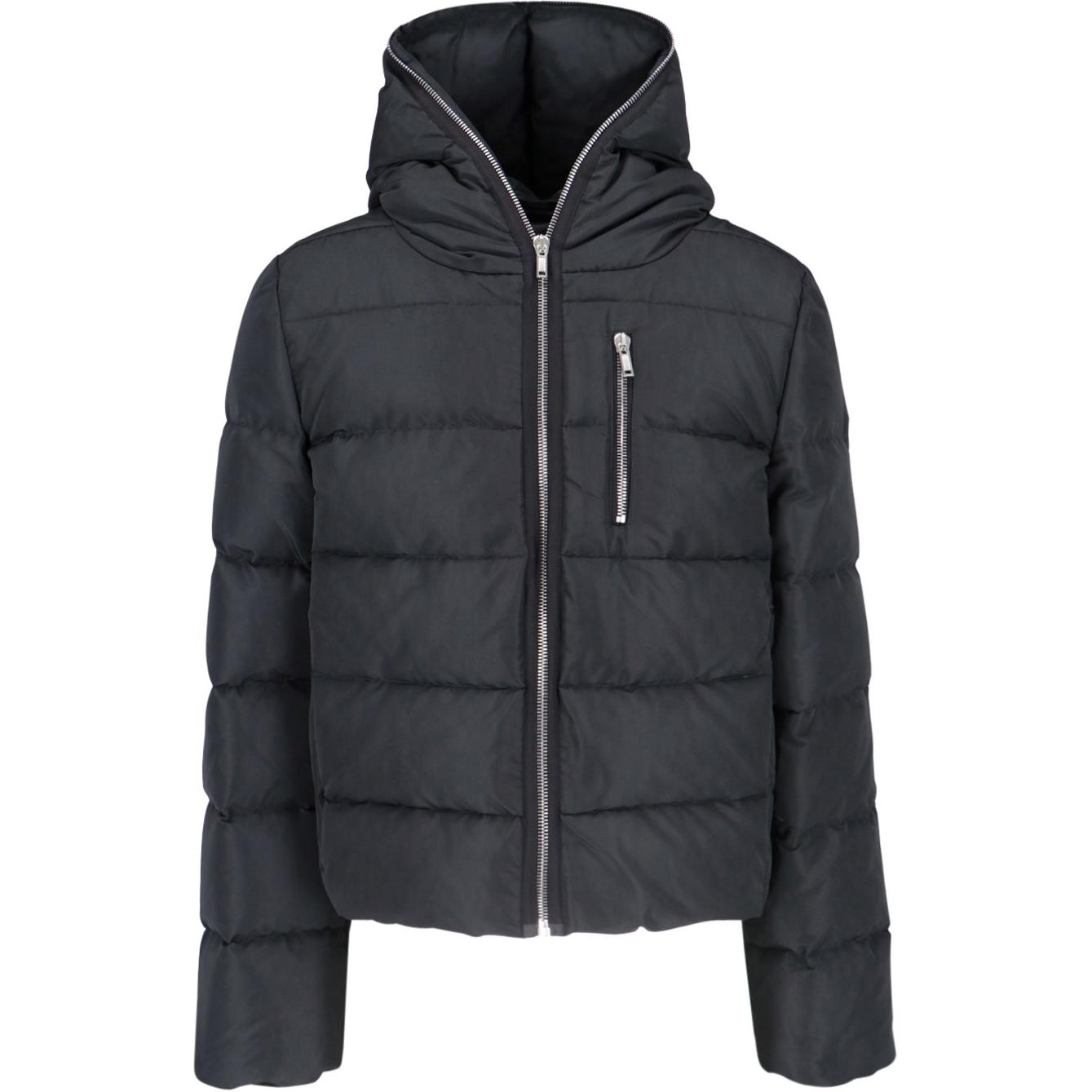 Order RICK OWENS  Black Down-Filled Zip-Up Long Sleeve Hoodie Jacket. RU02D6722FKD4-09