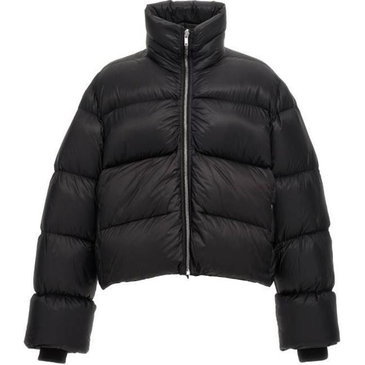 Rick Owens  Black Fitted High Neck Zip-Up Jacket. RU02D6745NPD3-09