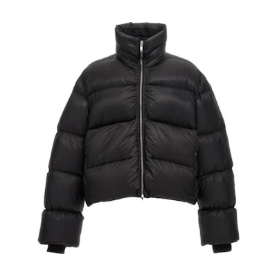 Rick Owens Black Fitted High Neck Zip-Up Jacket. RU02D6745NPD3-09