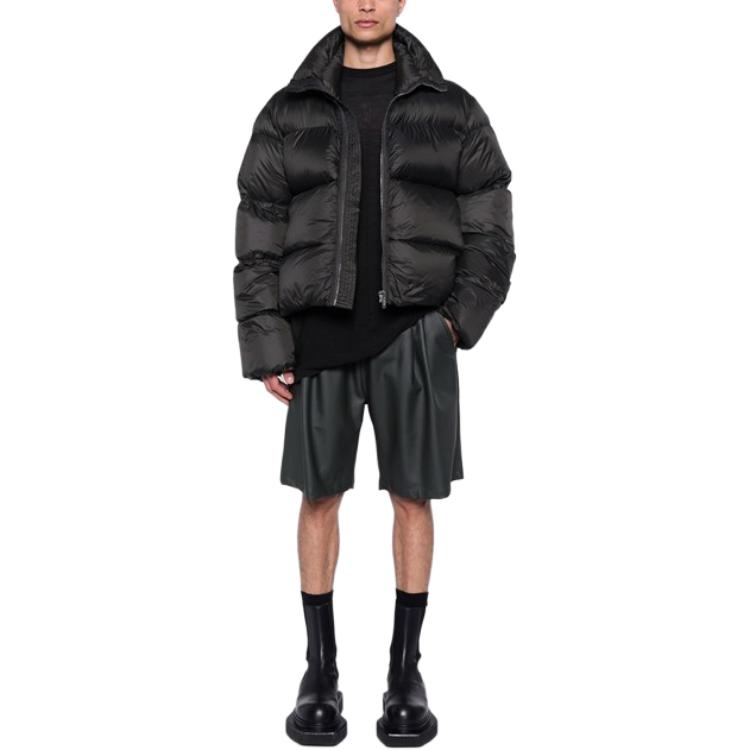 Shop Rick Owens 黑色修身高領拉鍊夾克 RU02D6745NPD3-09