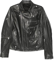Rick Owens Black Leather Jacket with Zip and Lapel Collar RU01E5765LTP-09 Rick Owens Black Leather Jacket with Zip and Lapel Collar RU01E5765LTP-09