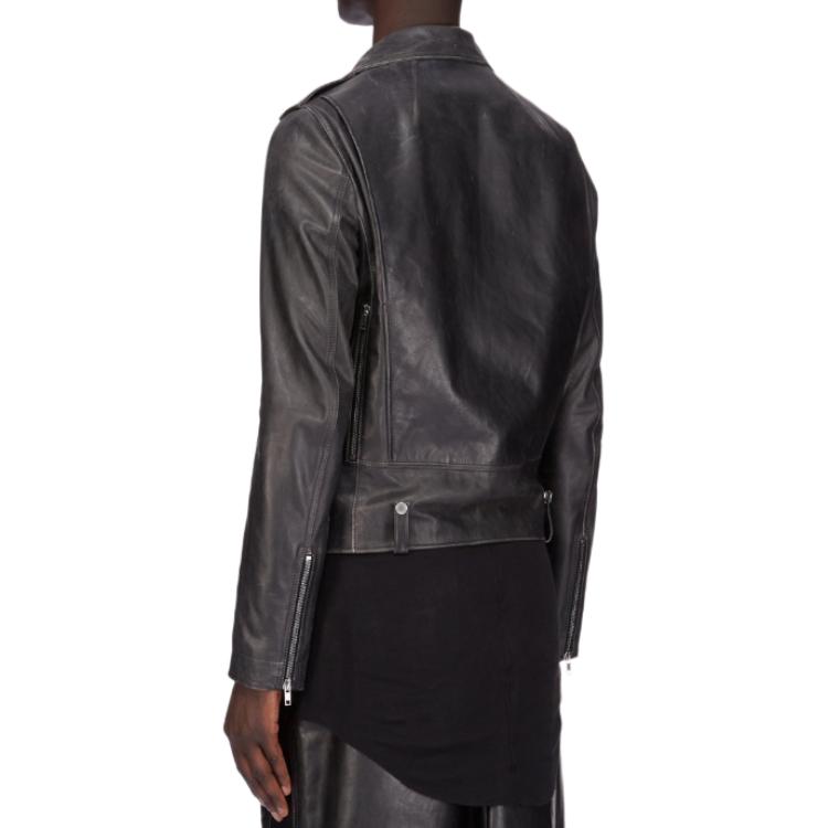 Details for Rick Owens 黑色皮革拉鍊翻領夾克 RU01E5765LTP-09