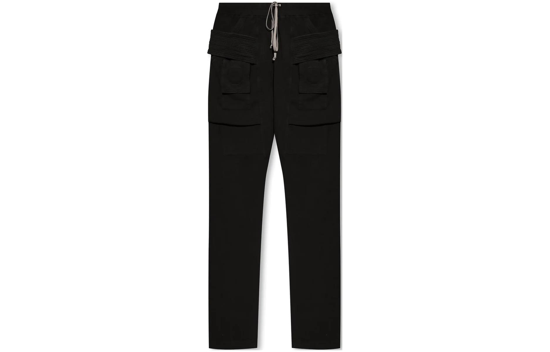 RICK OWENS  Black Loose-Fit Casual Pocket Pants with Solid Color Lace-Up. DU02C5376RIG-09