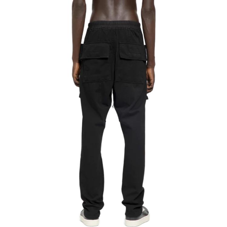 Lookbook RICK OWENS  Black Loose-Fit Casual Pocket Pants with Solid Color Lace-Up. DU02C5376RIG-09