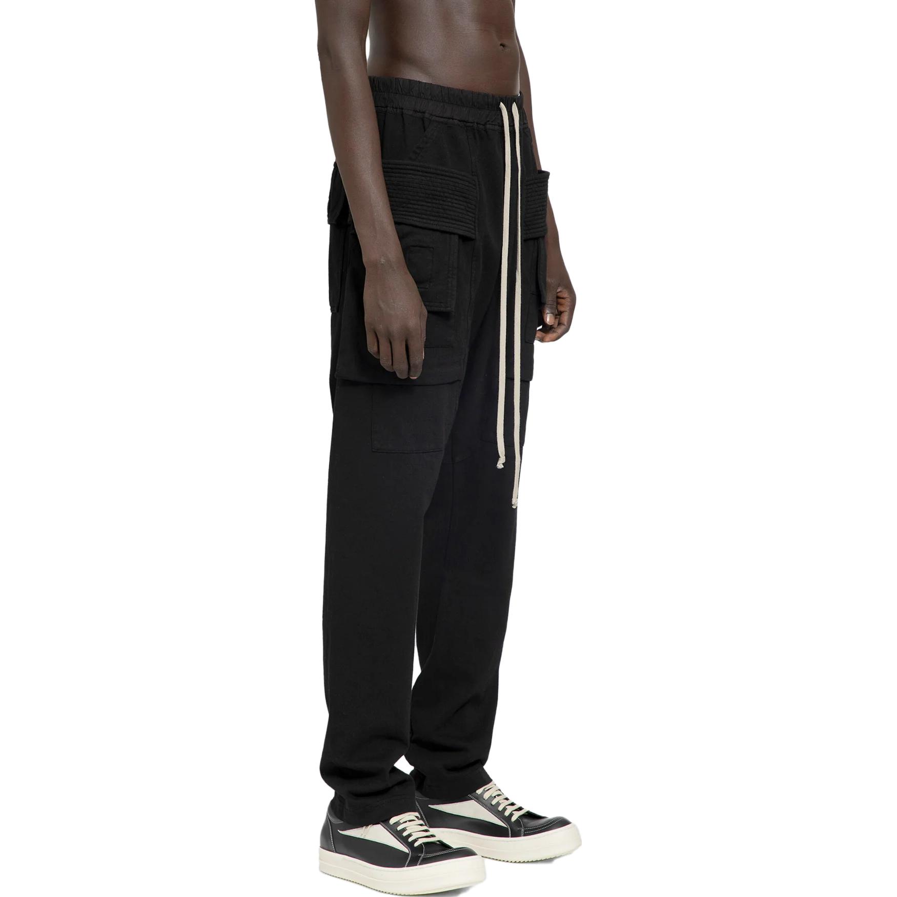 Shop RICK OWENS  Black Loose-Fit Casual Pocket Pants with Solid Color Lace-Up. DU02C5376RIG-09
