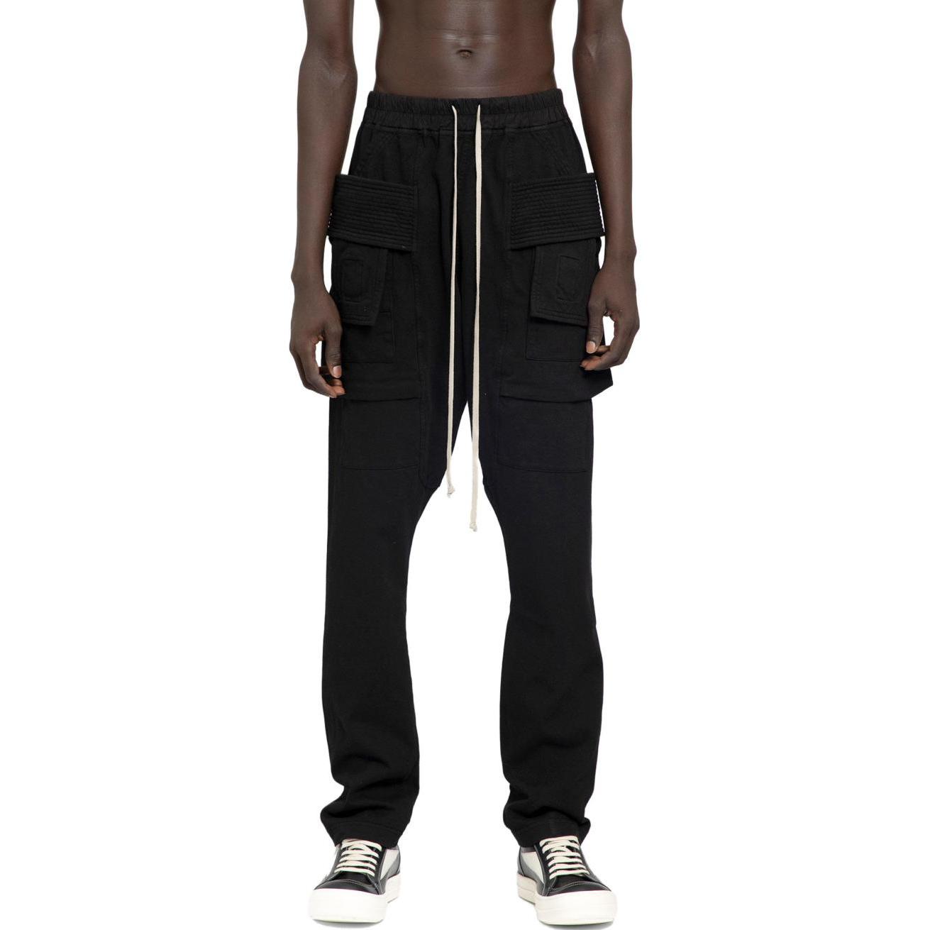 Purchase RICK OWENS  Black Loose-Fit Casual Pocket Pants with Solid Color Lace-Up. DU02C5376RIG-09