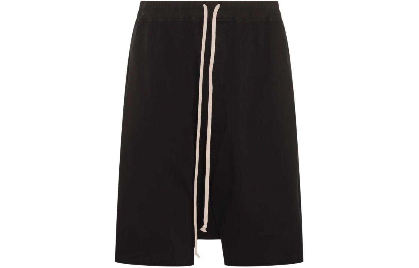 RICK OWENS  Black Loose-Fit Casual Shorts Solid Color Lace-Up Design DU01D1380RIG-09