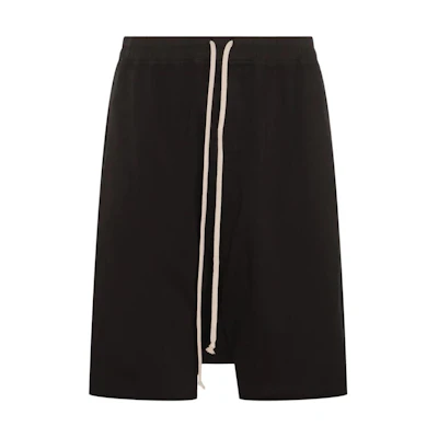 RICK OWENS Black Loose-Fit Casual Shorts Solid Color Lace-Up Design DU01D1380RIG-09