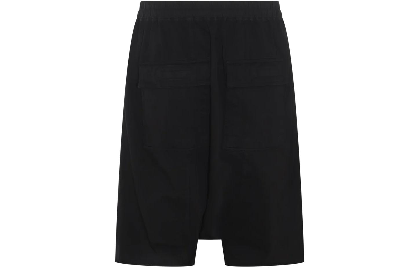Lookbook RICK OWENS  Black Loose-Fit Casual Shorts Solid Color Lace-Up Design DU01D1380RIG-09
