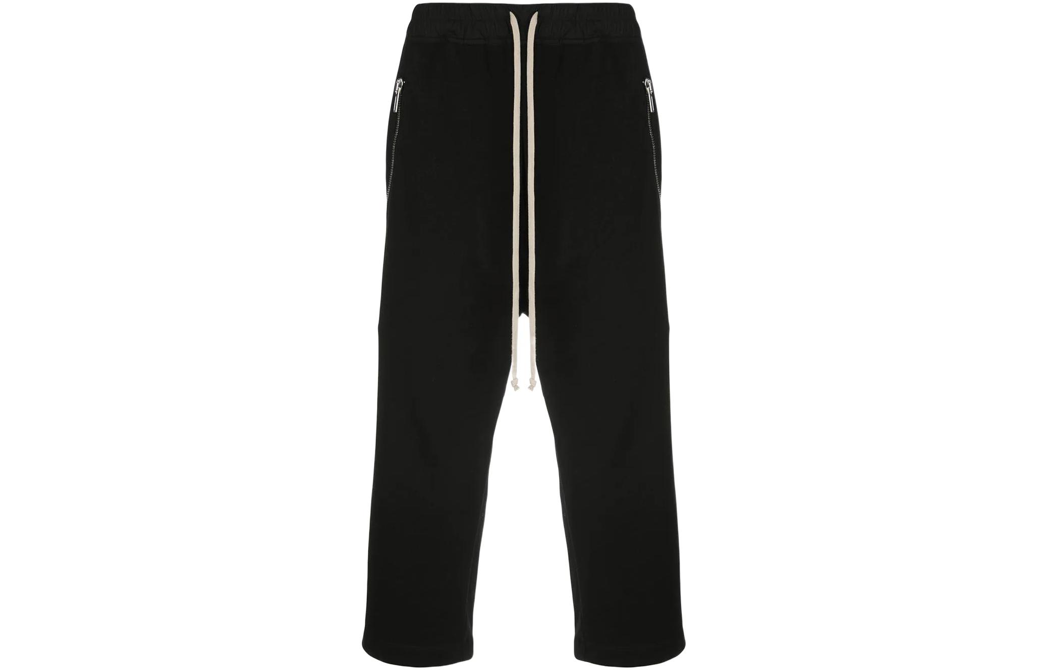 Order Rick Owens 黑色寬鬆中腰針織拉鍊口袋休閒褲 RU01B1376BA-09