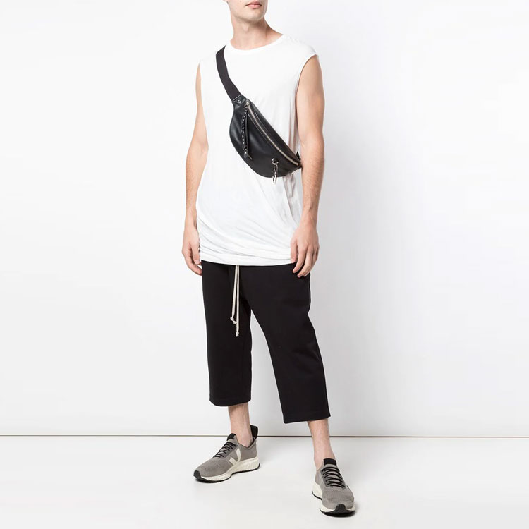 Lookbook Rick Owens 黑色寬鬆中腰針織拉鍊口袋休閒褲 RU01B1376BA-09