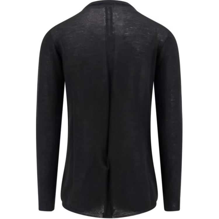 Lookbook RICK OWENS  Black Pullover Crewneck Long Sleeve Sweater RU02D6622ML-09